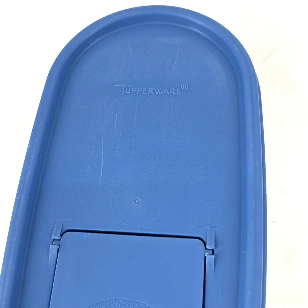 Tupperware Vintage Oval Container LOT (2) #1611-22 & (1) 4 3/4 W/ Blue Snap Lids
